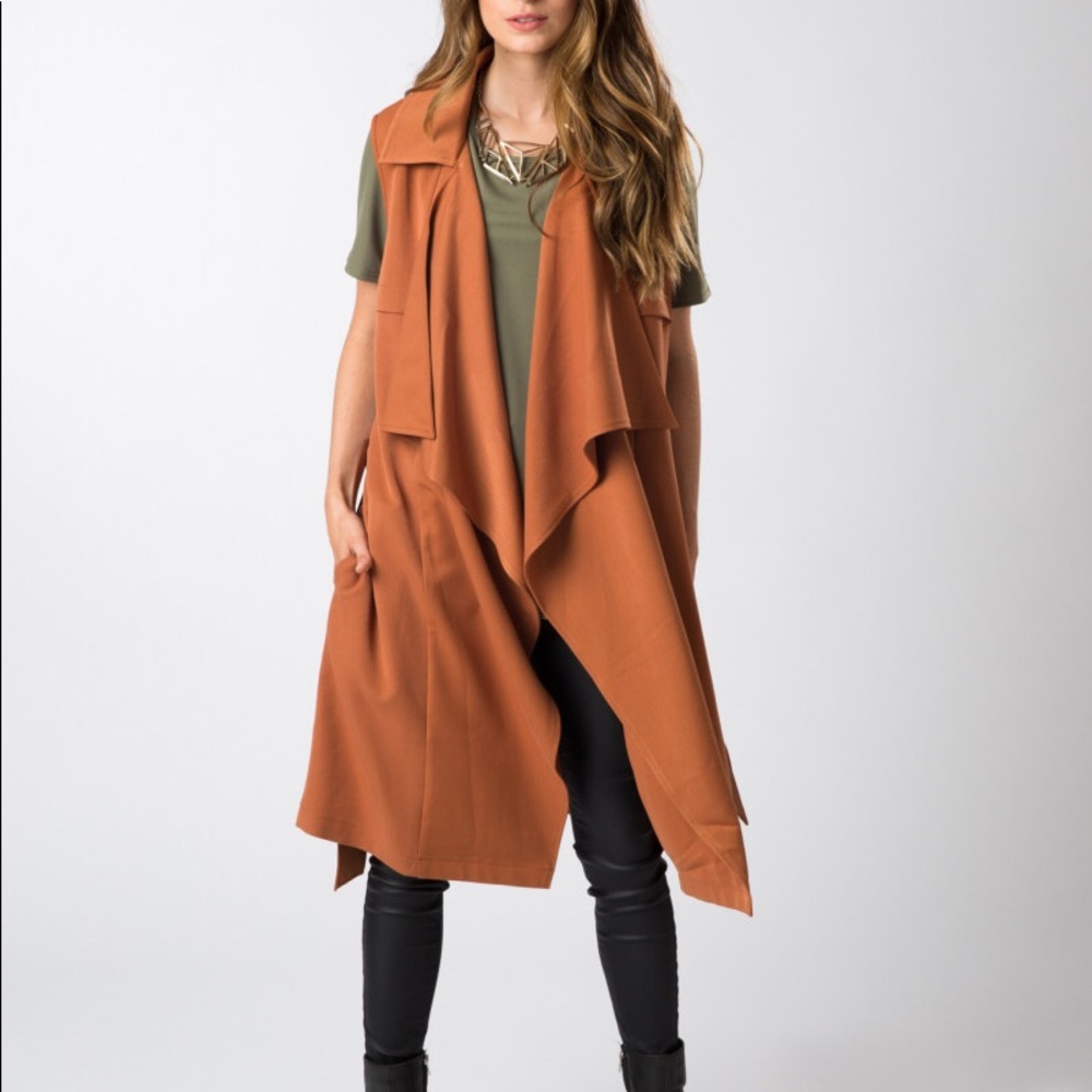 Anita&Green Green Khaki Trench Waterfall Vest Coat